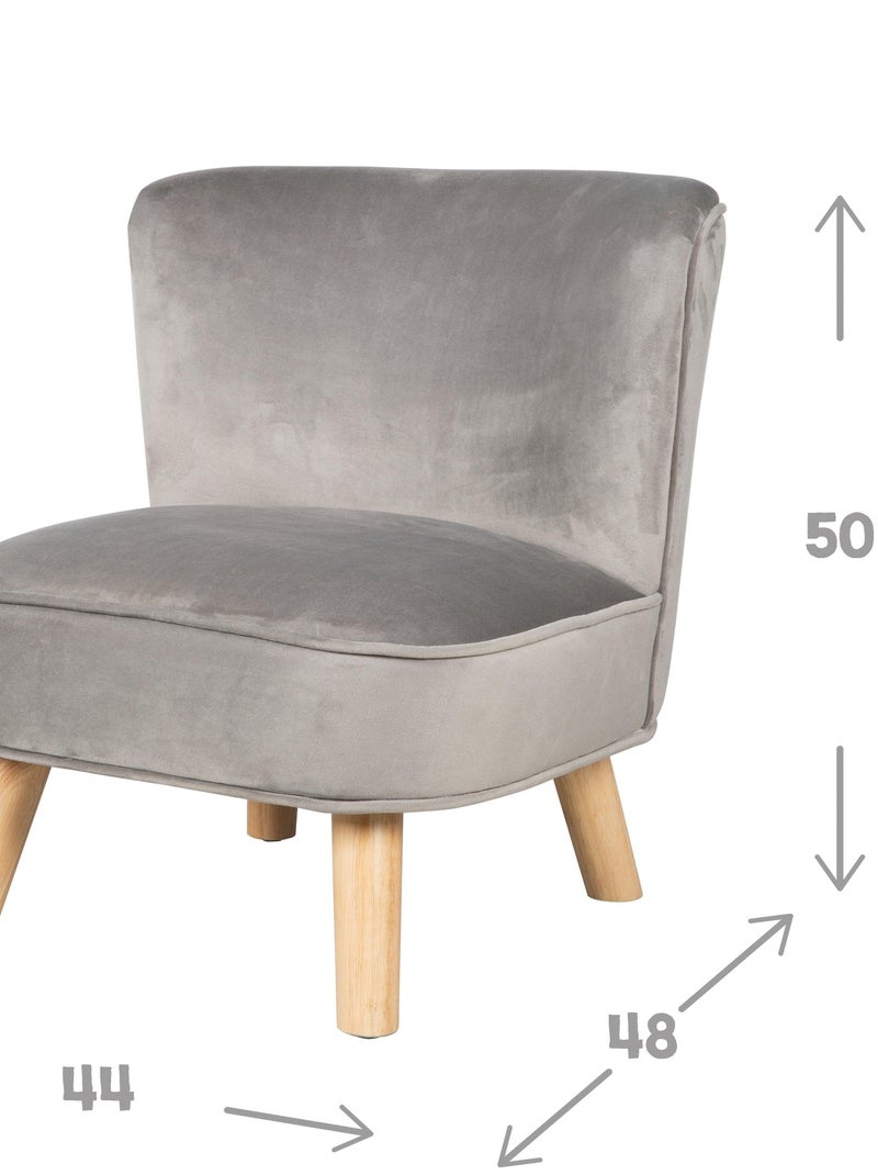 Kinderfauteuil van velours met poten van massief hout - ROBA 'lil sofa' Grijs - Kiabi