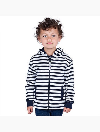 Kinderjas met ritssluiting, gemaakt van fleece, model 'Breizh Océan', katoenen jas