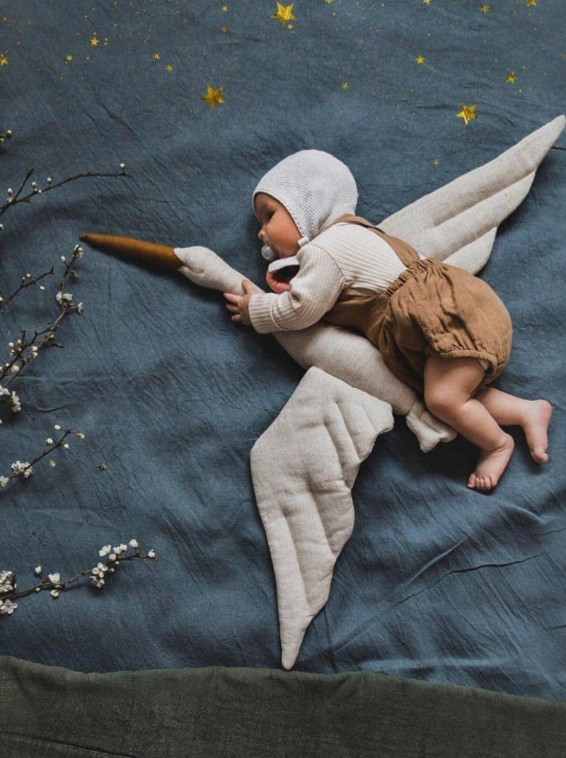 Kinderkamertrofee, ooievaar in beige linnen Beige - Kiabi