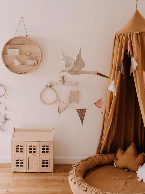 Kinderkamertrofee, ooievaar in beige linnen - Kiabi