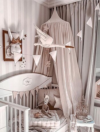 Kinderkamertrofee, ooievaar in beige linnen | sevira kids