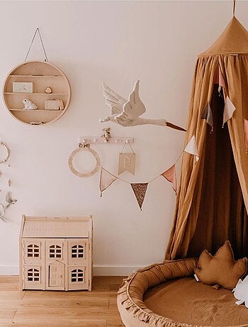 Kinderkamertrofee, ooievaar in beige linnen | sevira kids