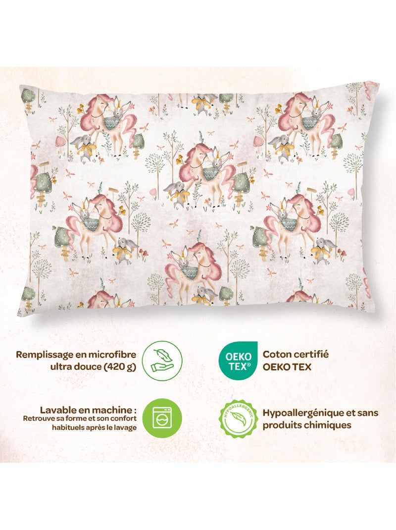 Kinderkussen met inbegrepen kussensloop - OEKO-TEX katoen | SUPERBE BEBE Wit Roze - Kiabi