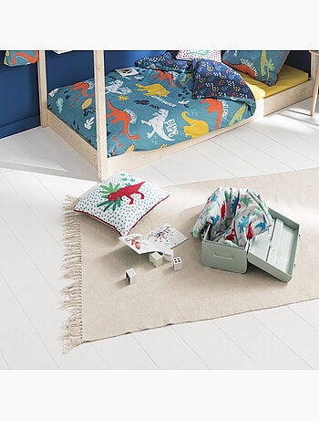 Kinderplaid 'Dino' polyester met dinosaurusprint 130 x 150 cm grijs – Future Home