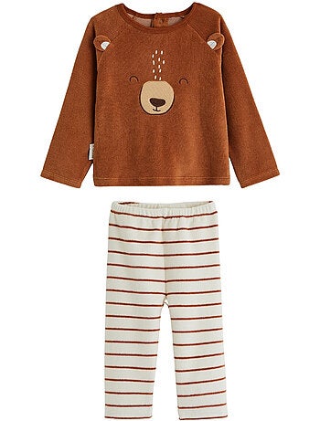 Kinderpyjama (tweedelig) van velours in de kleur moka