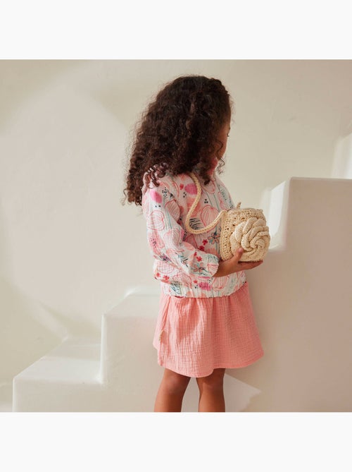 Kinderrokje van Caribisch roze katoenen gaas - Kiabi