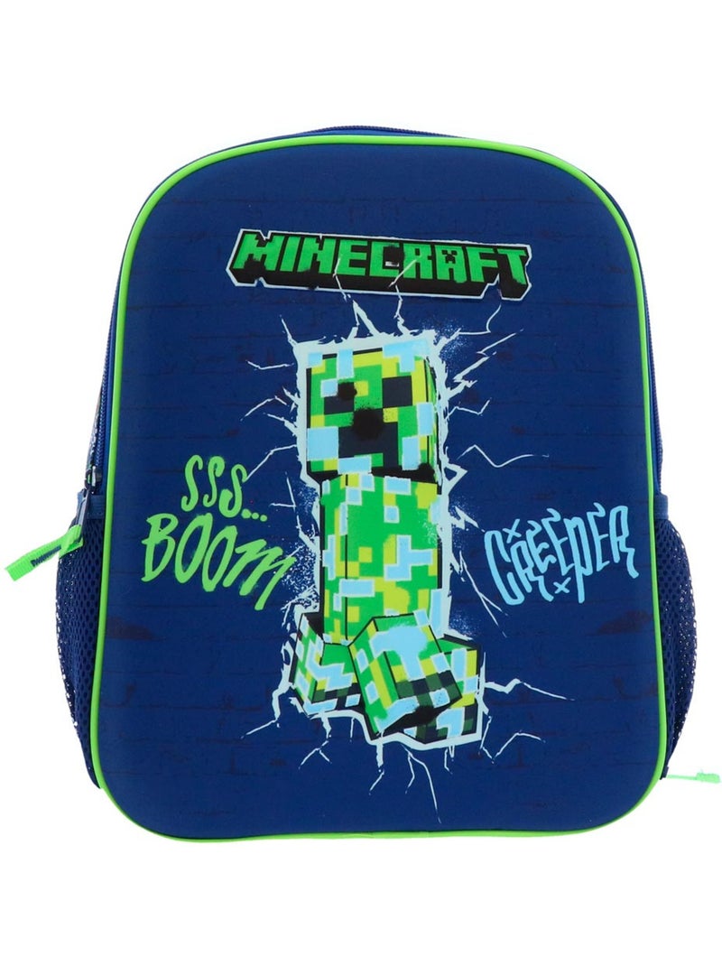 Kinderrugzak Minecraft Creeper 32 cm vak met ritssluiting Zwart Marineblauw Blauw - Kiabi