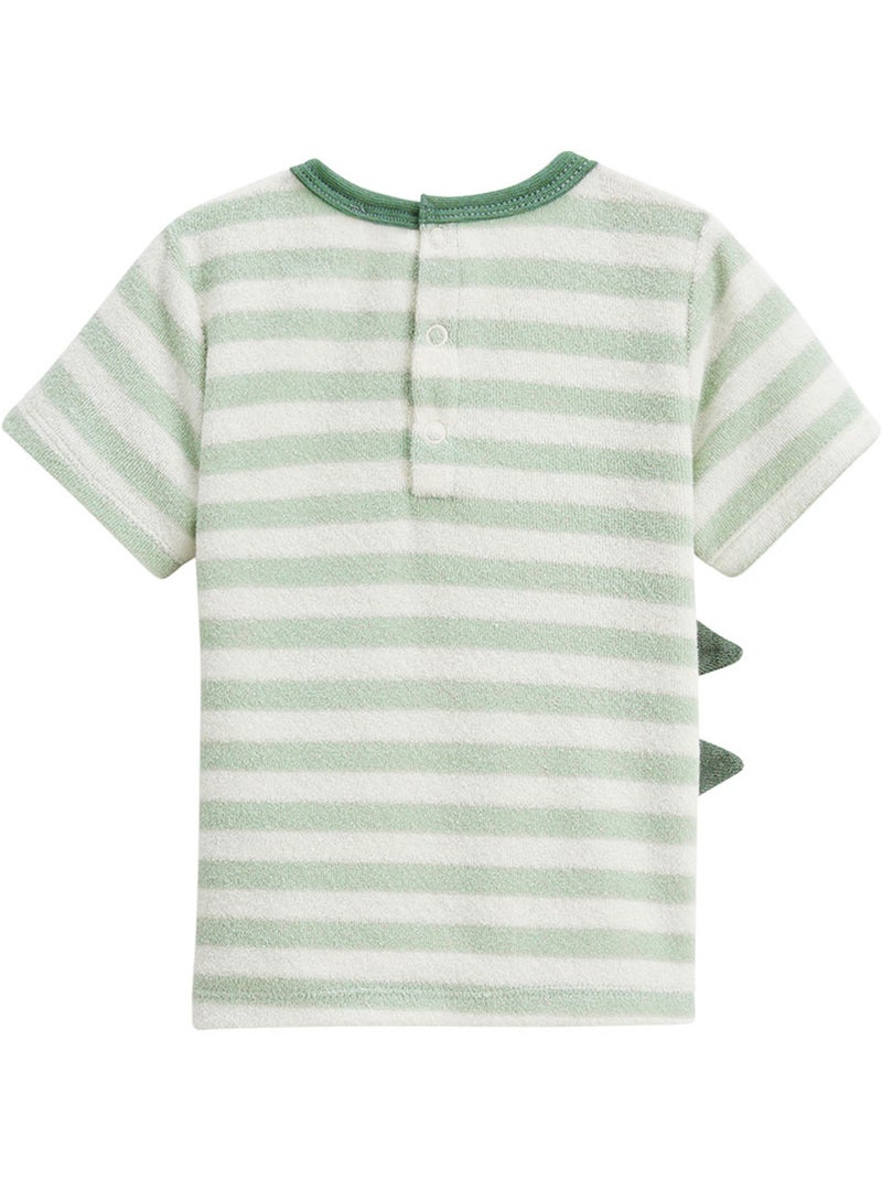 Kinderset: T-shirt en korte broek van badstof met een grappige Crocro-print. Kaki - Kiabi