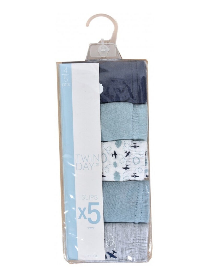 Kinderslips TWINDAY katoen - Set van 5 Blauw Hemelsblauw Grijs - Kiabi