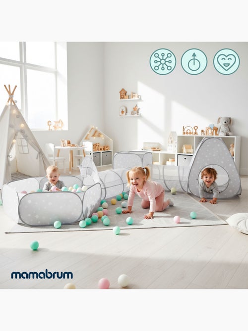 Kinderspeeltent 5-in-1 pop-up 2 tenten 2 tunnels ballenbak mamabrum - Kiabi Kinderspeeltent 5-in-1 pop-up 2 tenten 2 tunnels ballenbak mamabrum - Kiabi