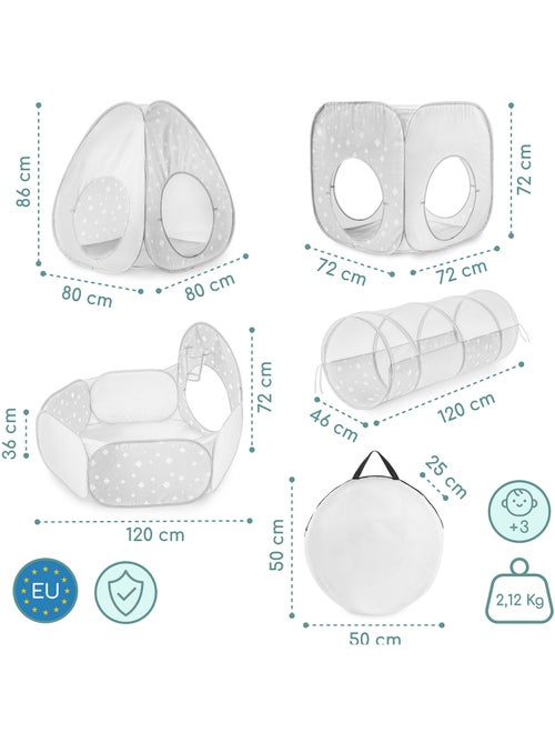 Kinderspeeltent 5-in-1 pop-up 2 tenten 2 tunnels ballenbak mamabrum - Kiabi Kinderspeeltent 5-in-1 pop-up 2 tenten 2 tunnels ballenbak mamabrum - Kiabi