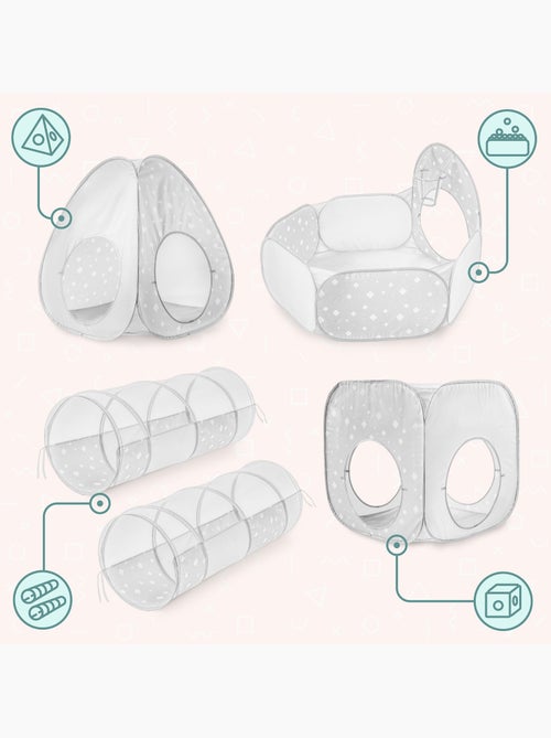 Kinderspeeltent 5-in-1 pop-up 2 tenten 2 tunnels ballenbak mamabrum - Kiabi Kinderspeeltent 5-in-1 pop-up 2 tenten 2 tunnels ballenbak mamabrum - Kiabi