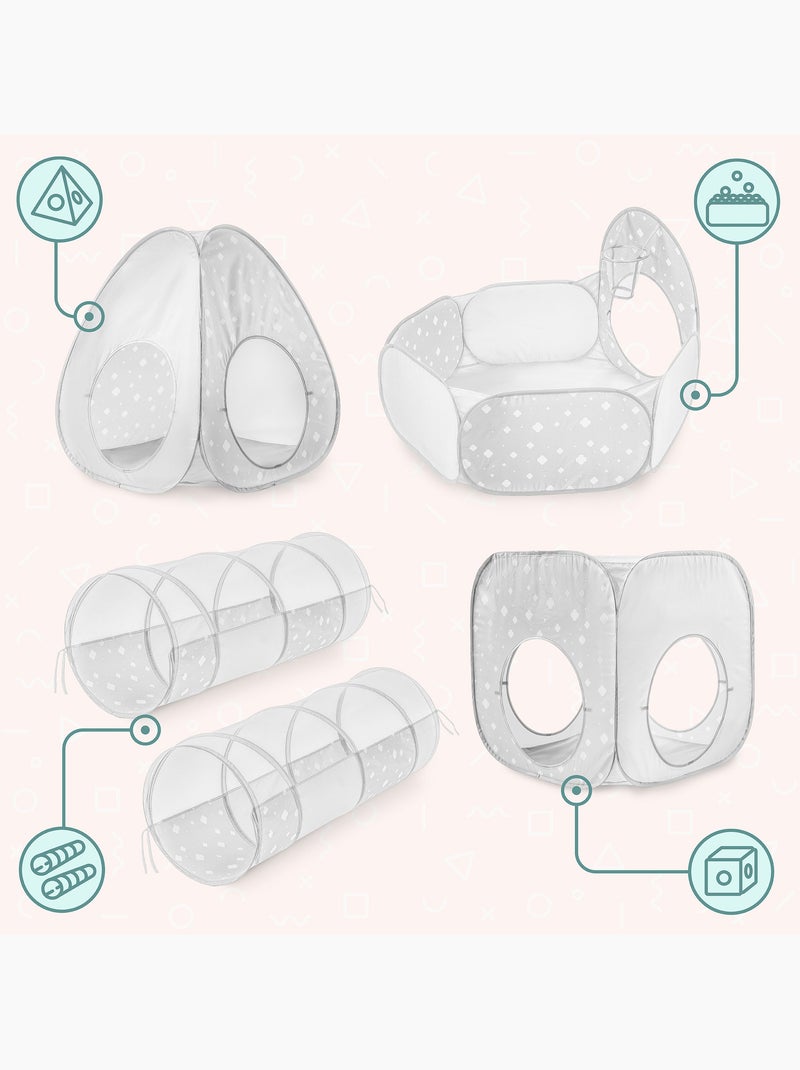 Kinderspeeltent 5-in-1 pop-up 2 tenten 2 tunnels ballenbak mamabrum N.v.t. - Kiabi