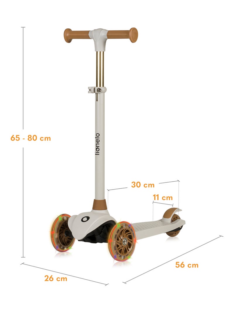 Kinderstep LIONELO Jessy - Verlichte wielen - 3 wielen - Verstelbare hoogte Beige - Kiabi