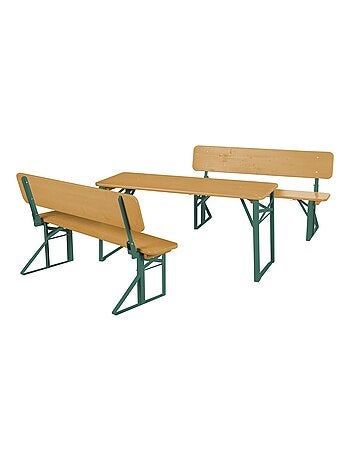 Kindertafel en 2 opvouwbare bankjes met rugleuning van massief fsc-hout 'outdoor' roba