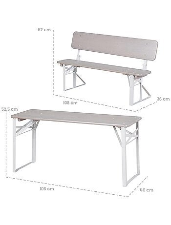 Kindertafel en 2 opvouwbare bankjes met rugleuning van massief fsc-hout 'outdoor' roba