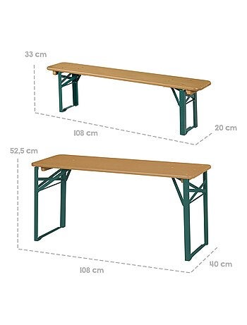 Kindertafel en 2 opvouwbare bankjes van massief fsc-hout 'outdoor' roba