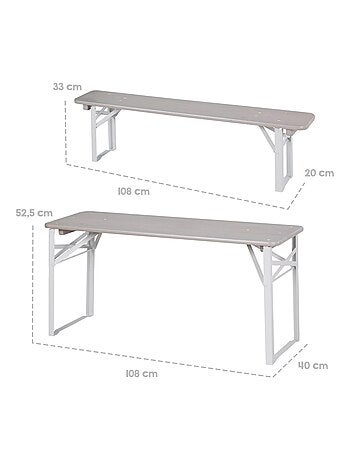 Kindertafel en 2 opvouwbare bankjes van massief fsc-hout 'outdoor' roba