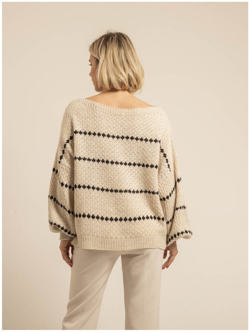Kisa gestreepte trui Beige - Kiabi