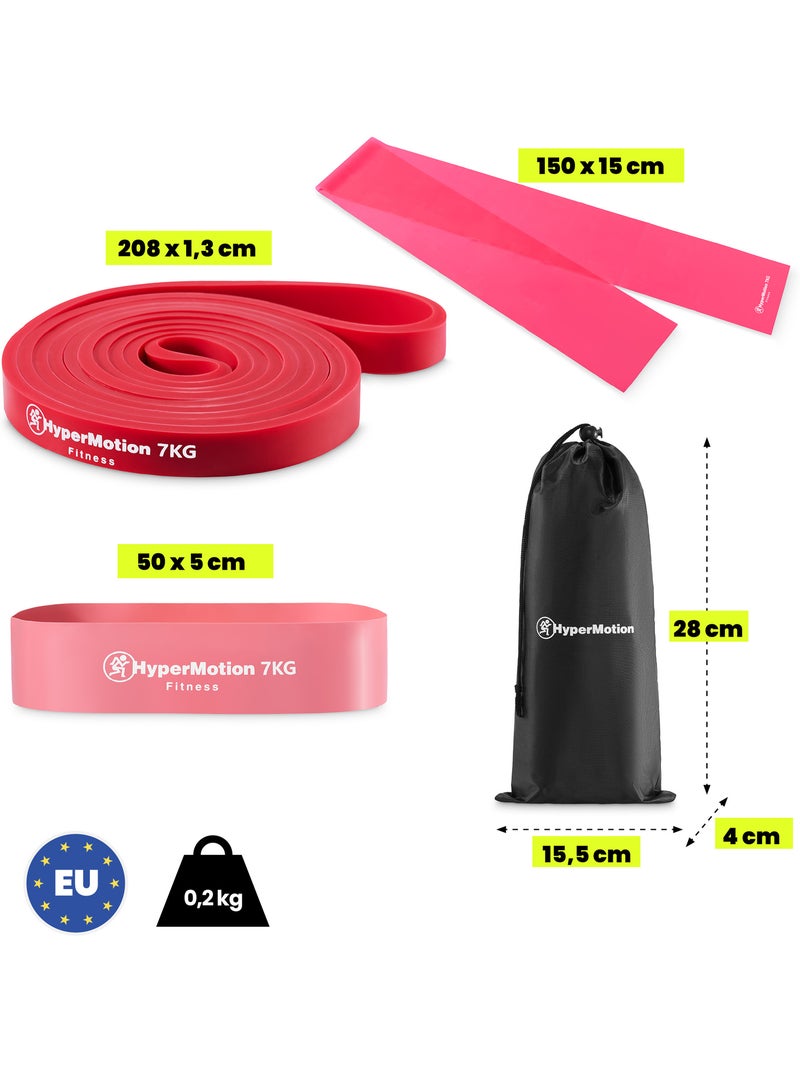 Kit de 3 bandes de résistance femmes hypermotion 7 kg avec sac de rangement Rouge - Kiabi