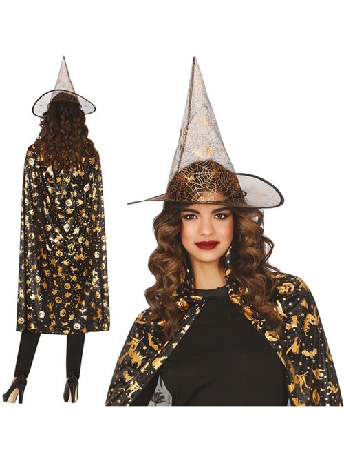 Kit de costume de sorcière : chapeau et cape 110 cm - Kiabi