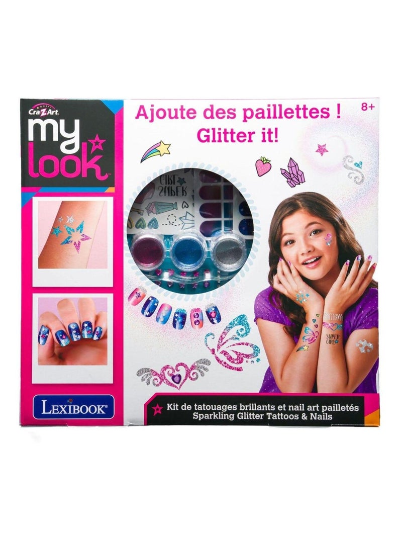 Kit de tatouages brillants et nail art pailletés Multicolore - Kiabi