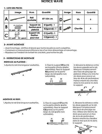 Kit rail extensible + voilage poly-lin wave