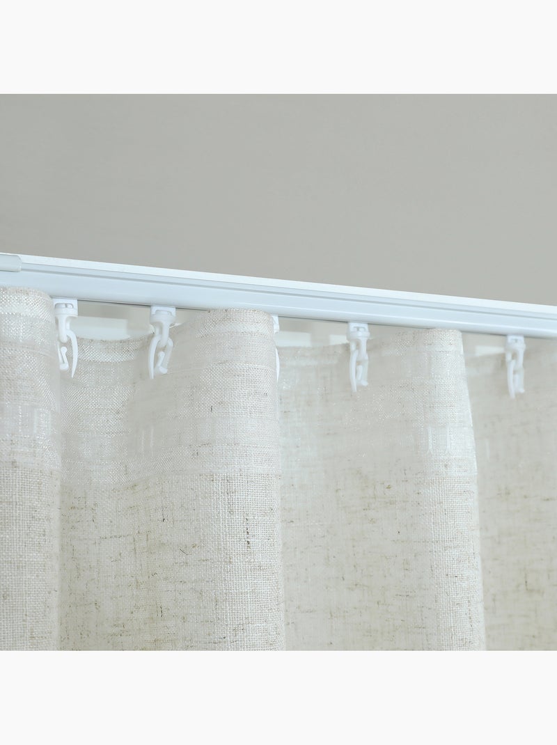 Kit rail extensible + Voilage poly-lin wave Beige clair - Kiabi