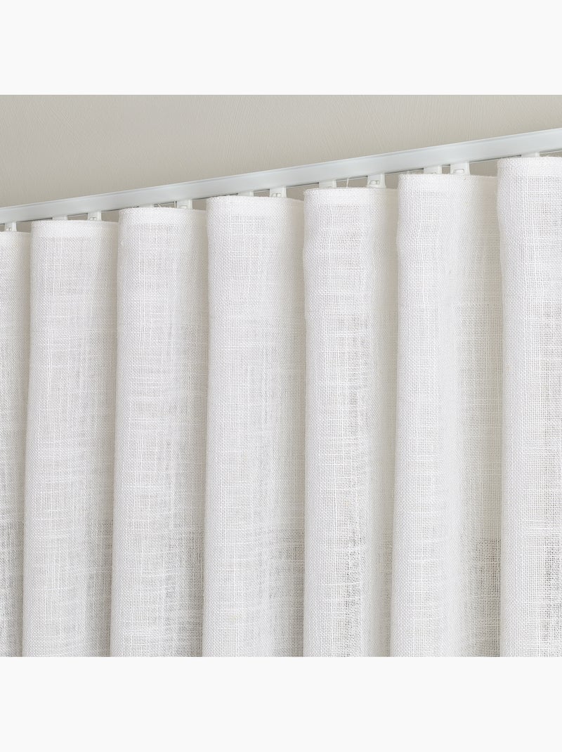 Kit rail extensible + Voilage poly-lin wave Blanc - Kiabi