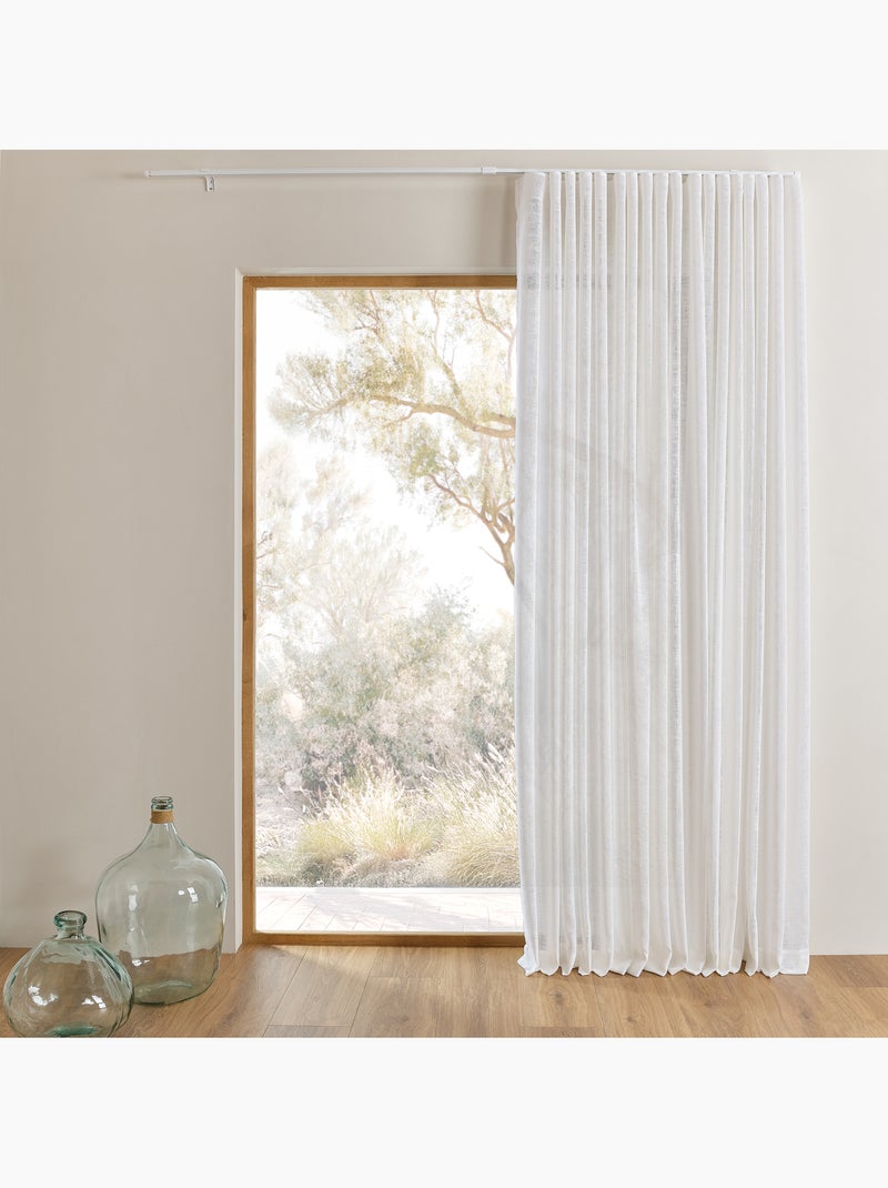 Kit rail extensible + Voilage poly-lin wave Blanc - Kiabi