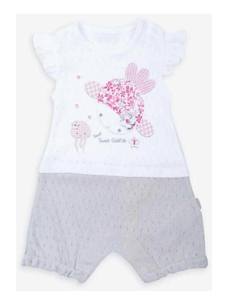 Kitikate | combishort bébé en coton jacquard biologique doris Blanc Gris - Kiabi