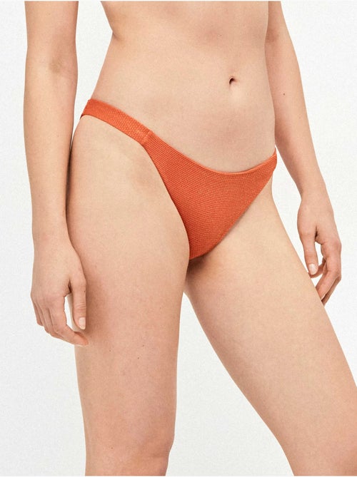 Klassiek bikinibroekje van stof met structuur, lurex en rimpeling aan de zijkanten. - Kiabi