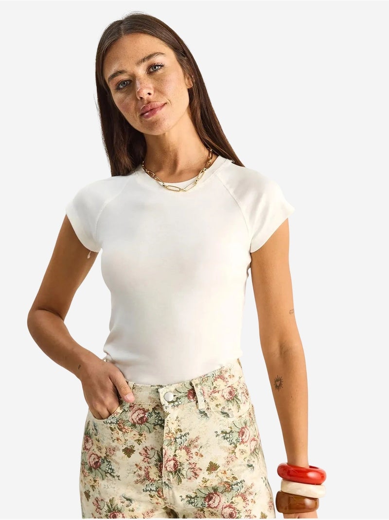 Klassiek katoenen t-shirt met ronde hals lucci Wit - Kiabi