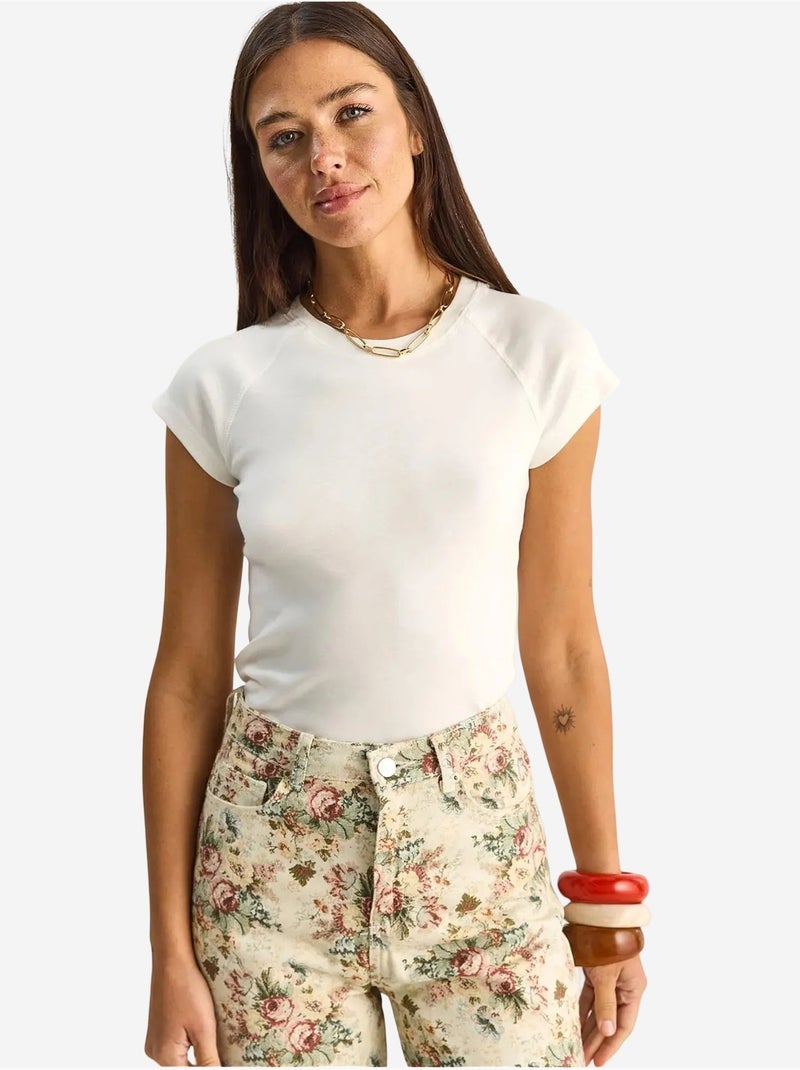 Klassiek katoenen t-shirt met ronde hals lucci Wit - Kiabi