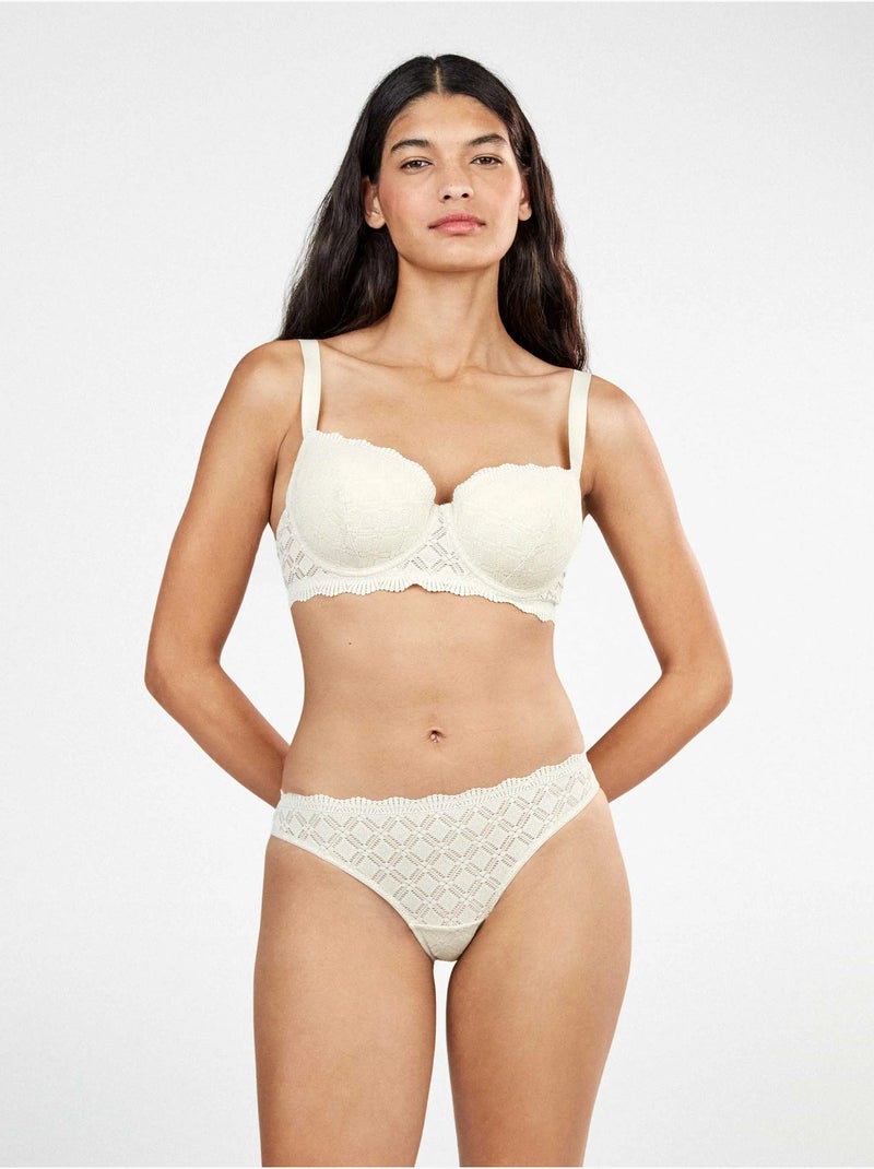 Klassieke slip met geometrisch kant Beige - Kiabi