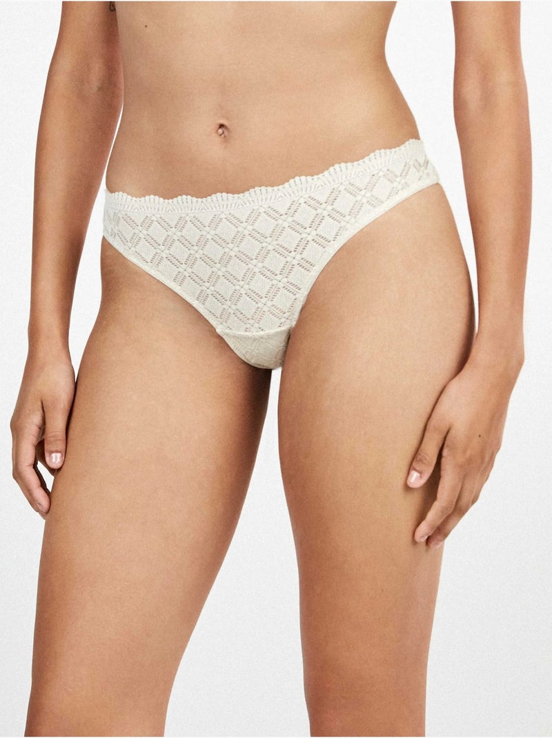 Klassieke slip met geometrisch kant Beige - Kiabi