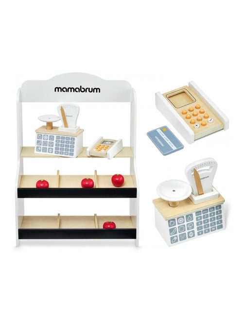 Kleine houten marktkraam – educatieve winkel met accessoires voor kinderen - Kiabi Kleine houten marktkraam – educatieve winkel met accessoires voor kinderen - Kiabi