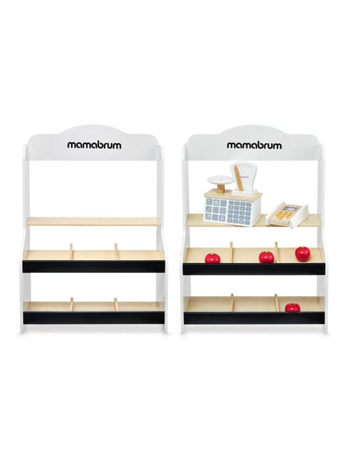 Kleine houten marktkraam – educatieve winkel met accessoires voor kinderen - Kiabi Kleine houten marktkraam – educatieve winkel met accessoires voor kinderen - Kiabi