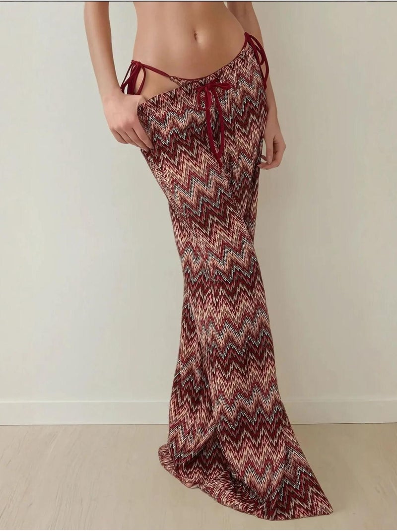 Kleurrijke gebreide broek met wijde pijpen Multicolor - Kiabi