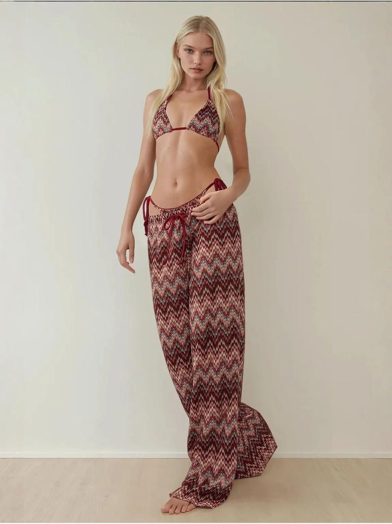 Kleurrijke gebreide broek met wijde pijpen Multicolor - Kiabi