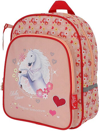 Kleuterrugzak Bella Sara stof bloemenprint en hart 30 cm
