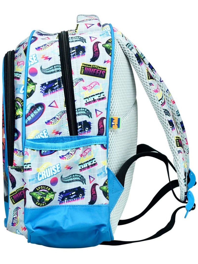 Kleuterrugzak Hot Wheels van polyester bedrukt Flame Runner Blauw Lichtroze Grijs - Kiabi