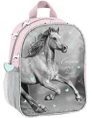 Kleuterrugzak Paso canvas effect canvas paardenmotief 3D