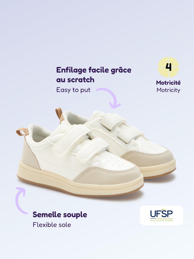 Klittenbandsneakers - motoriek 4 'lopen' - Kitchoun Biege - Kiabi