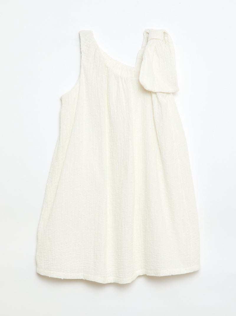 Klokjurk met effen kleur en schouderbandjes Wit - Kiabi