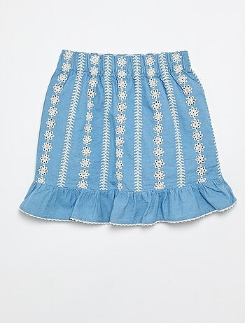 Knielange rok met borduursels