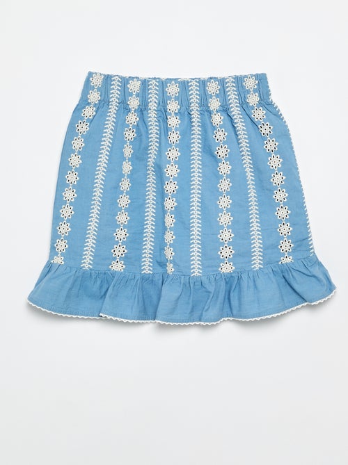 Knielange rok met borduursels - Kiabi