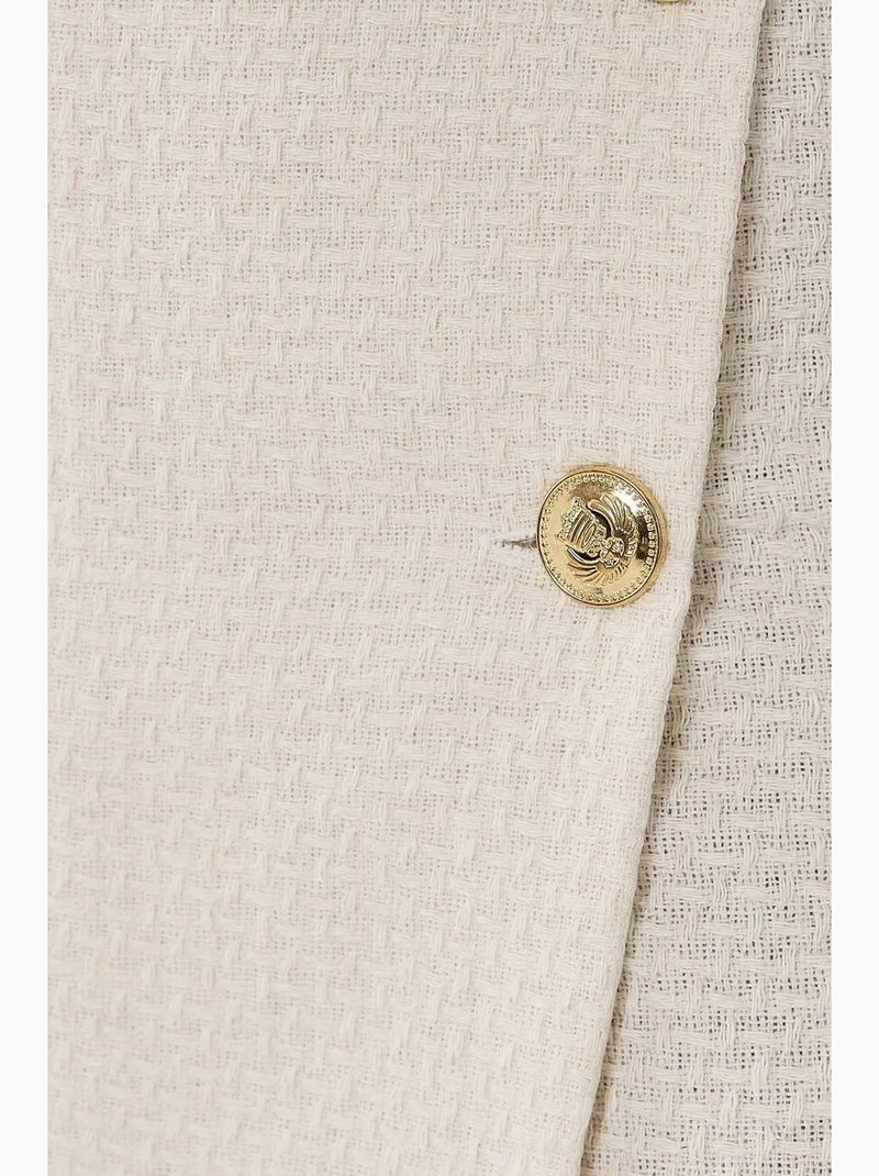 Knoop gedetailleerde tweed korte hiccup Wit - Kiabi