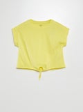 Knoop-T-shirt met korte mouw GEEL - Kiabi