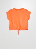 Knoop-T-shirt met korte mouw ORANJE - Kiabi
